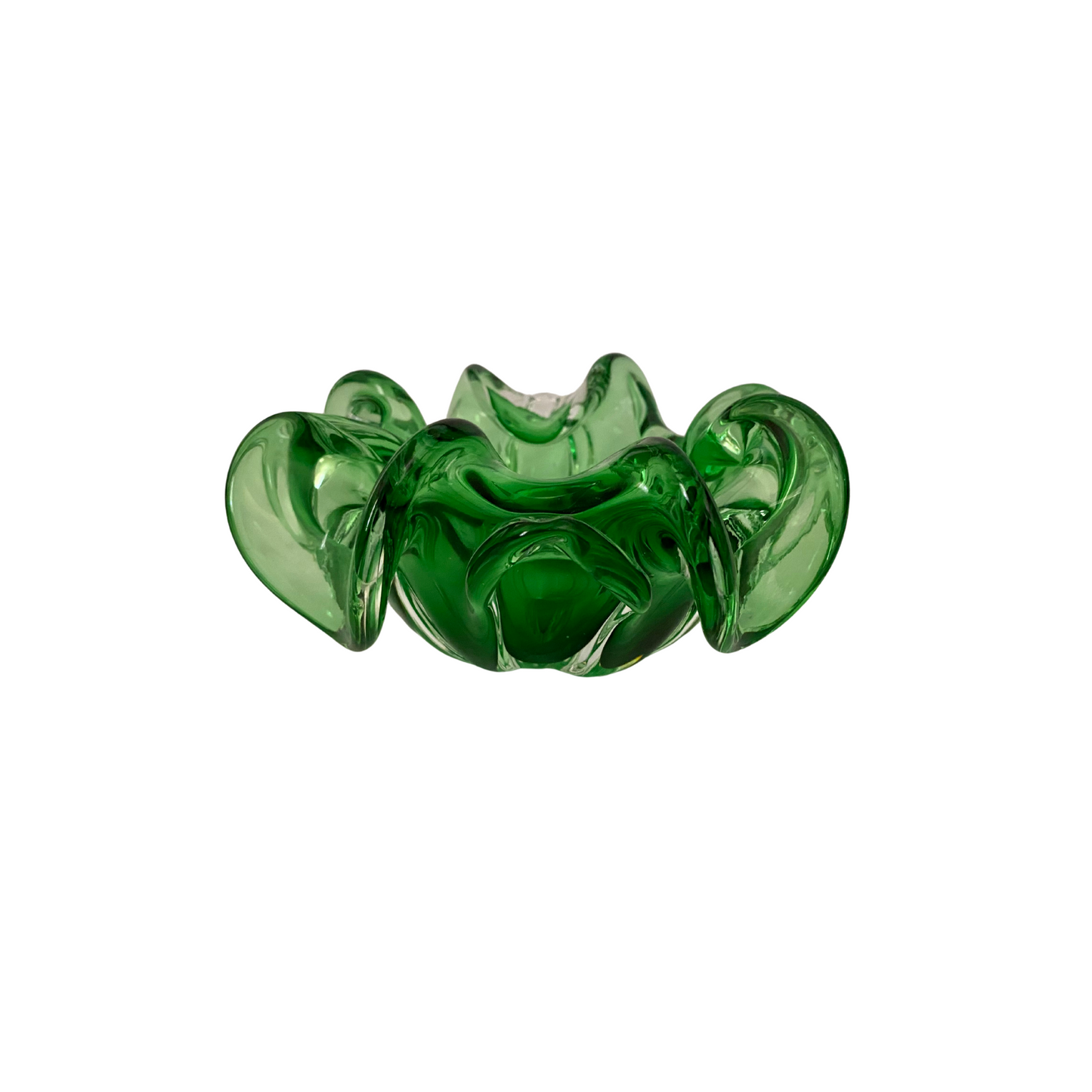 Green Scalloped Murano Bowl