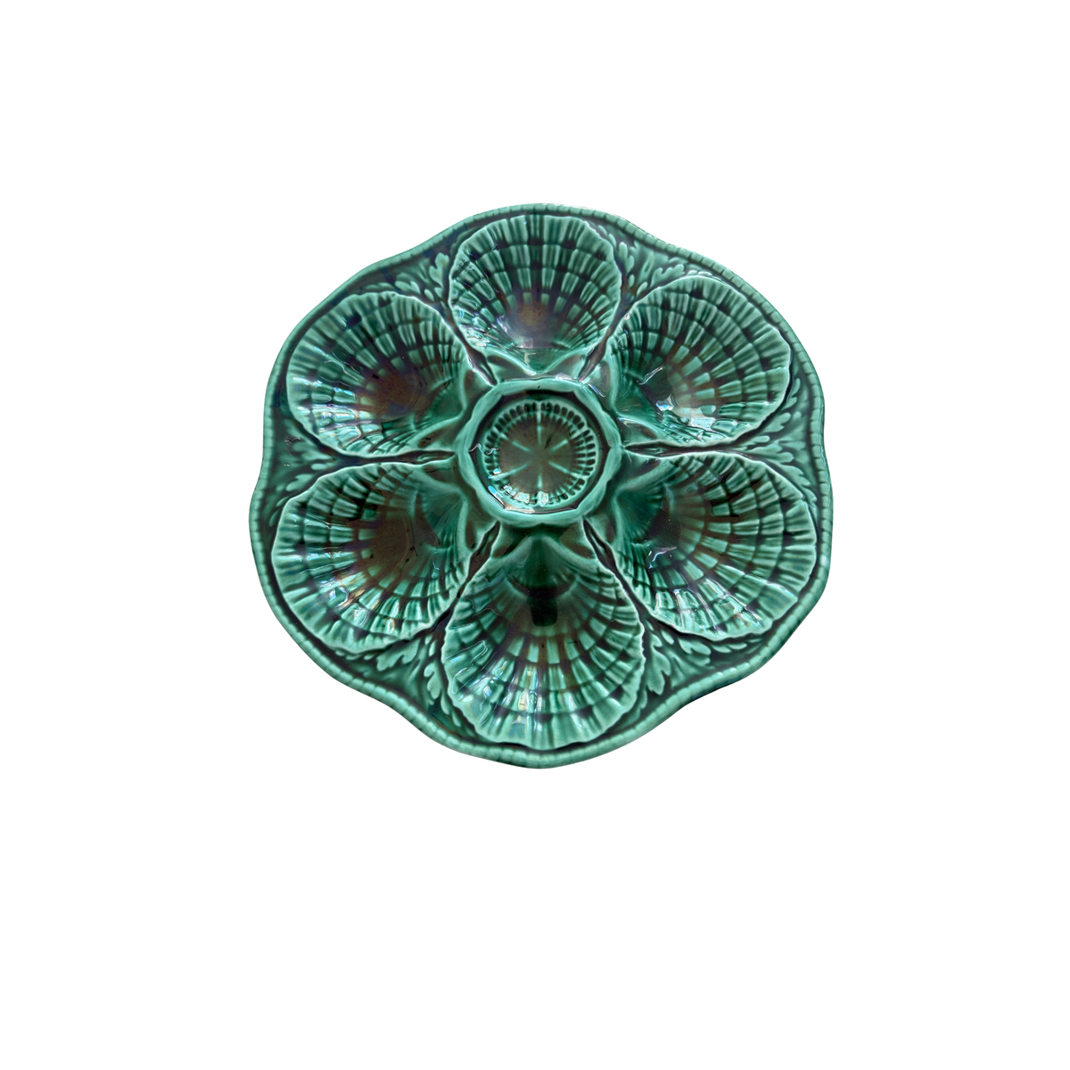 1930s Majolica Oyster Plate