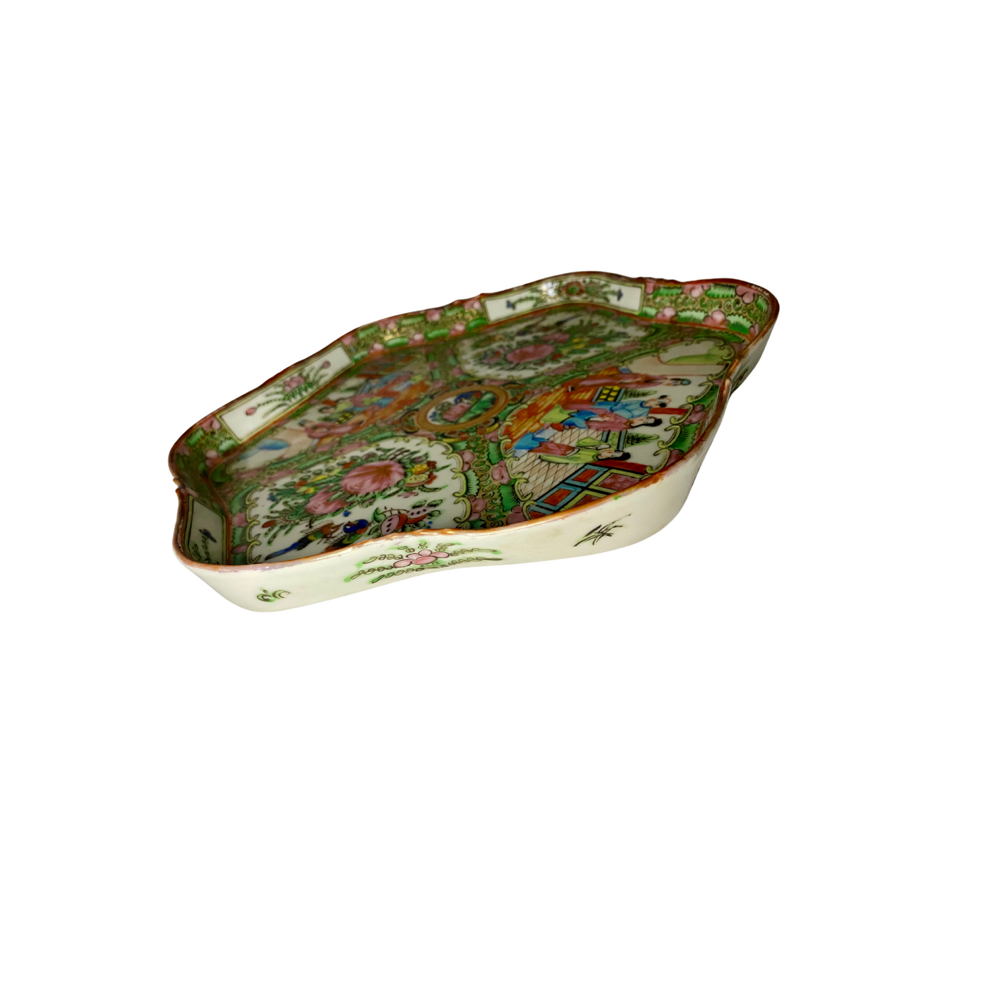 Rose Medallion Scalloped Dish