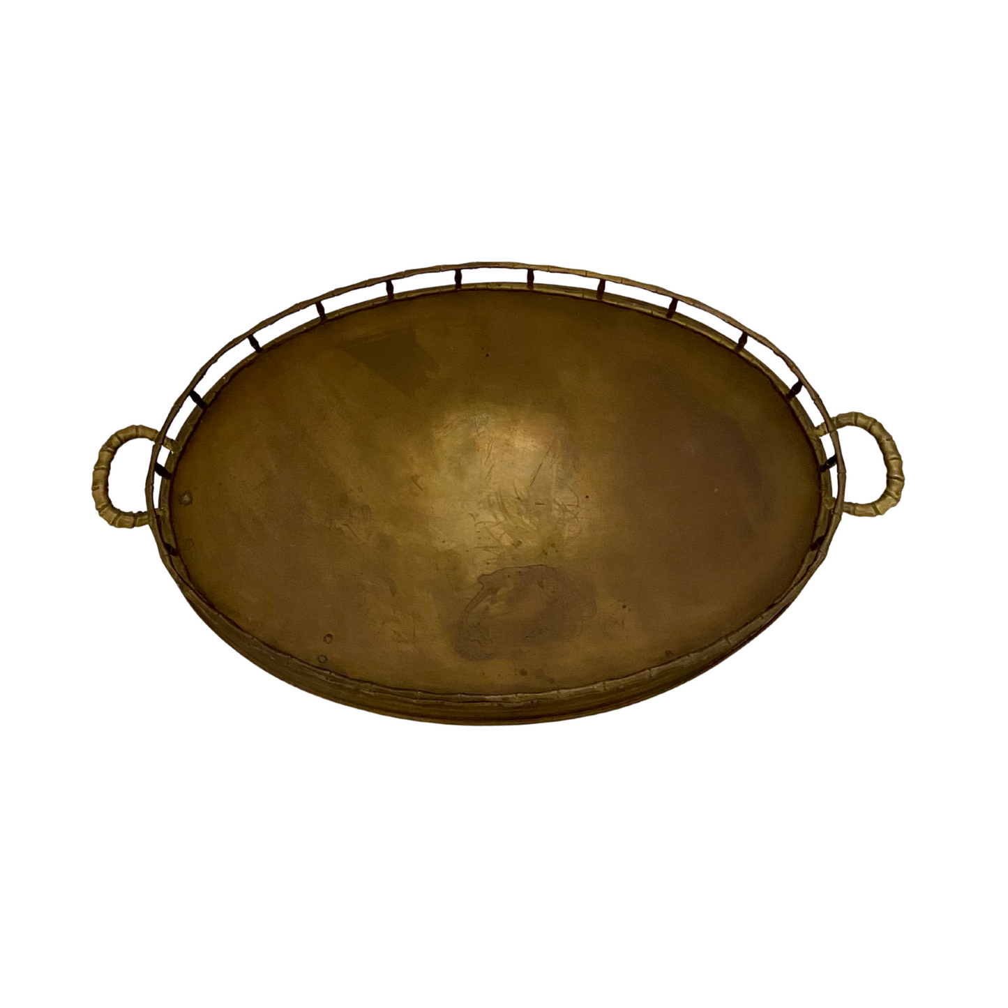 Large Brass Bamboo Oval Tray