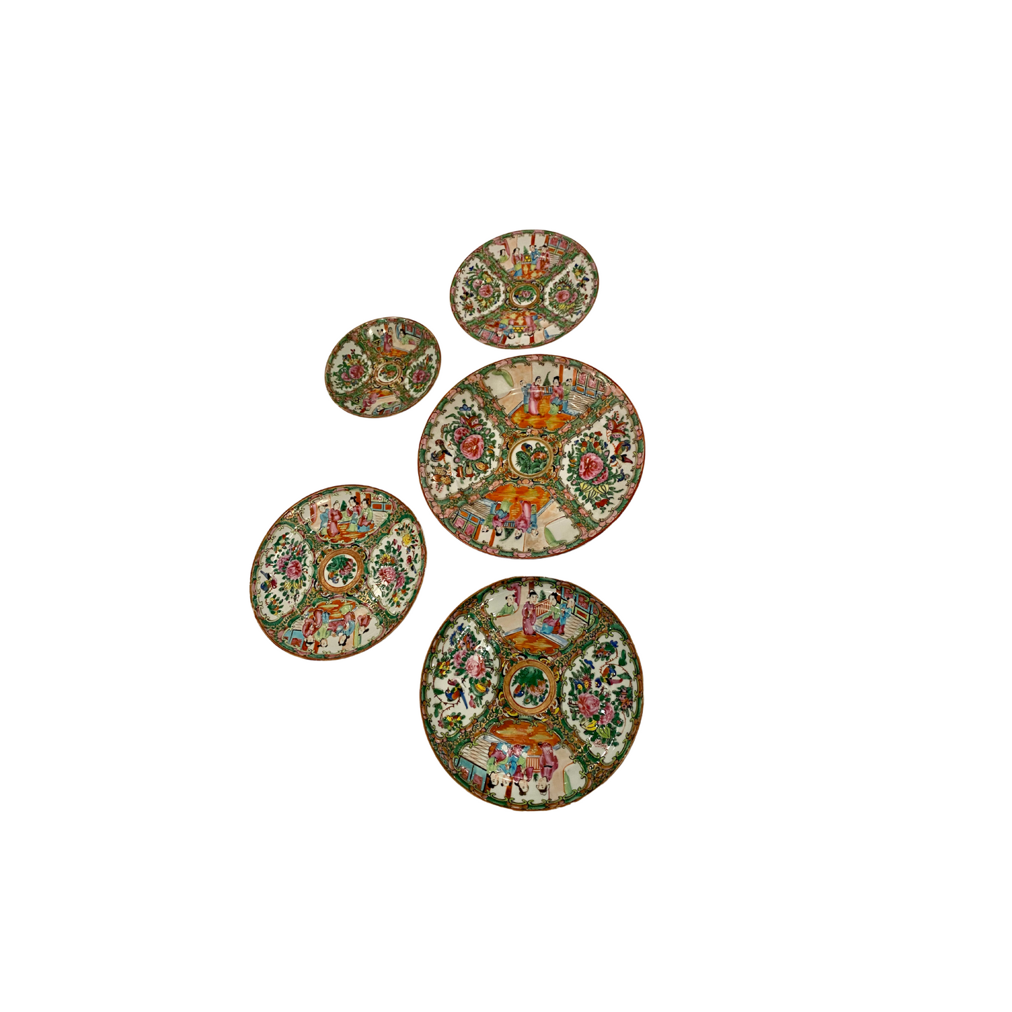Rose Medallion Plate Wall - Set of Ten