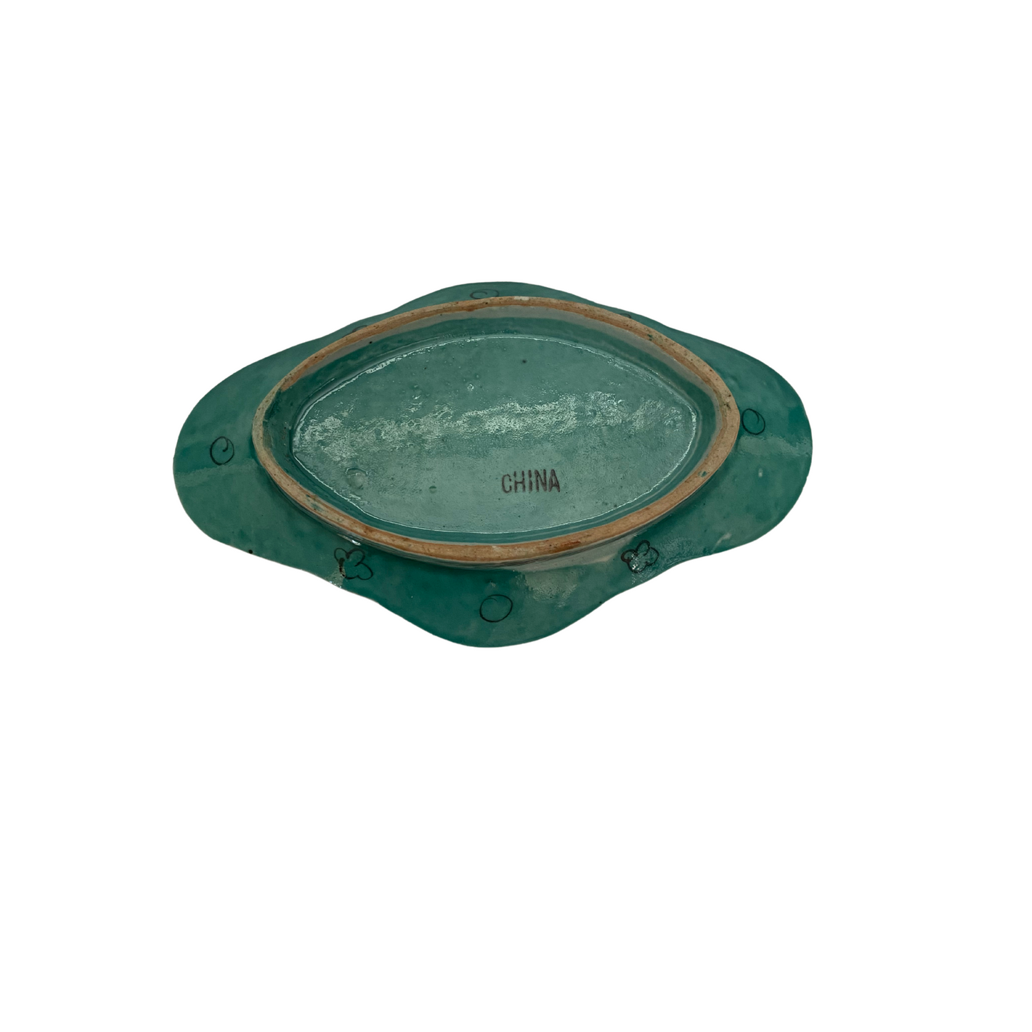 Antique Green Floral Pedestal Dish