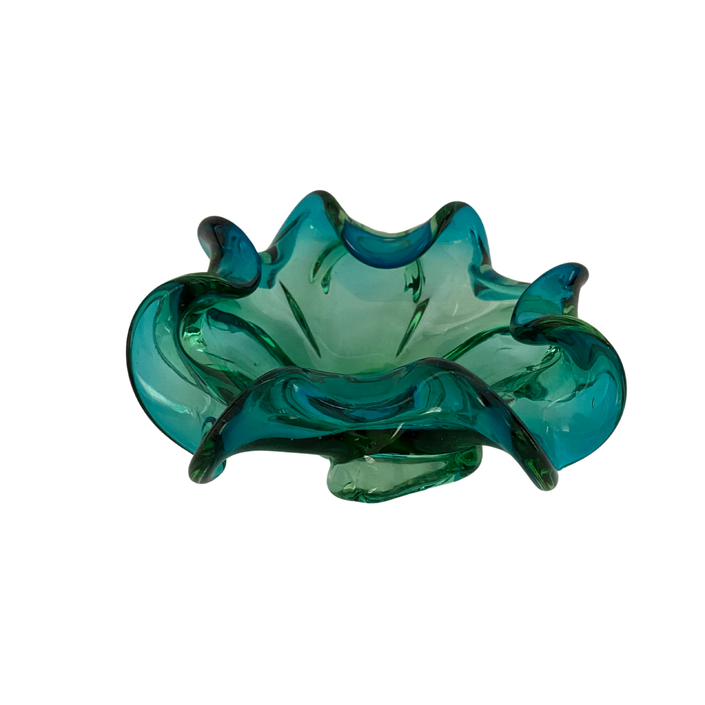 Blue and Green Murano Scalloped Bowl