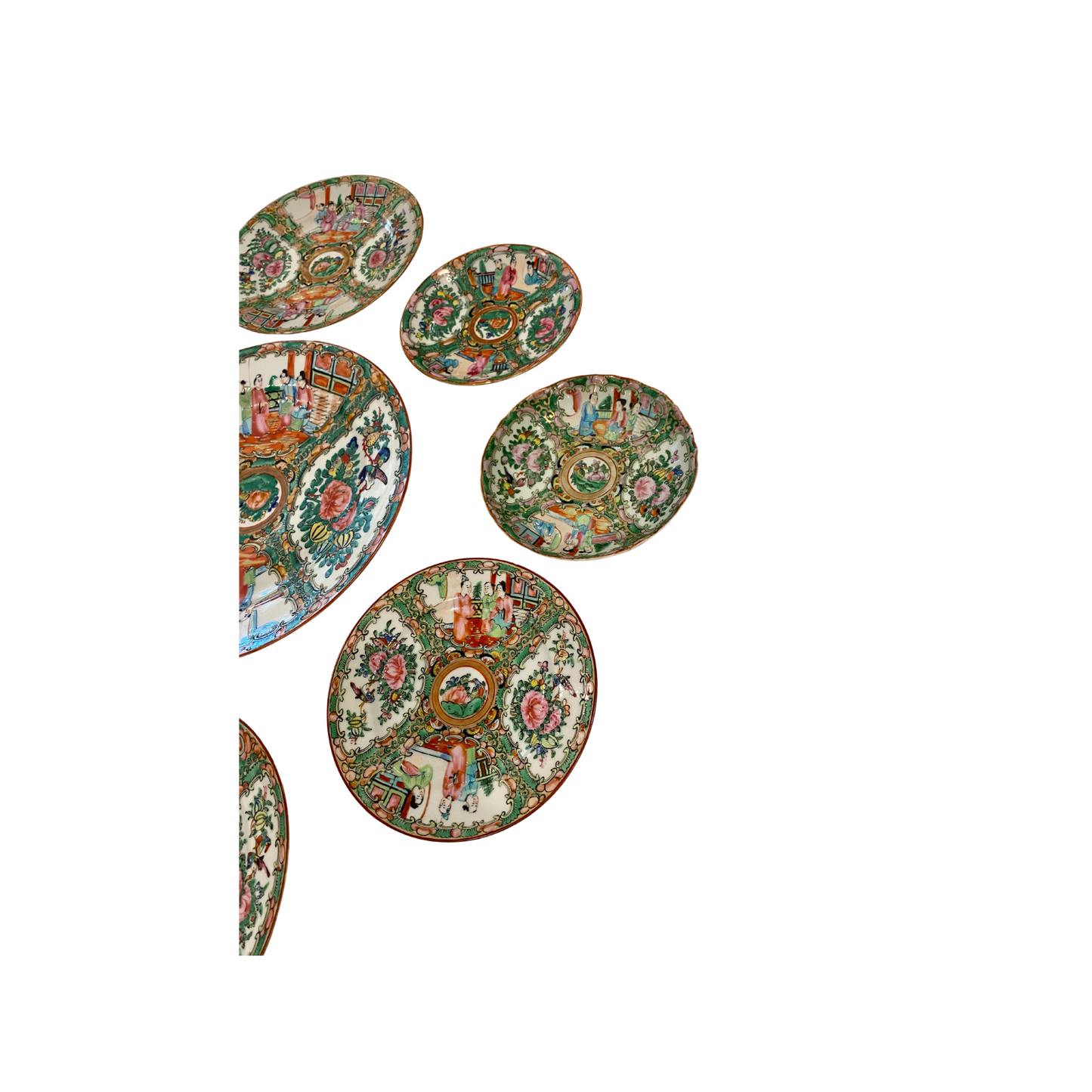 Rose Medallion Plate Wall - Set of Nine