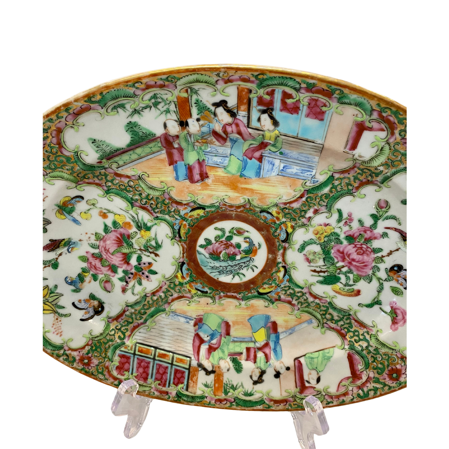 Antique Rose Medallion Platter 1860