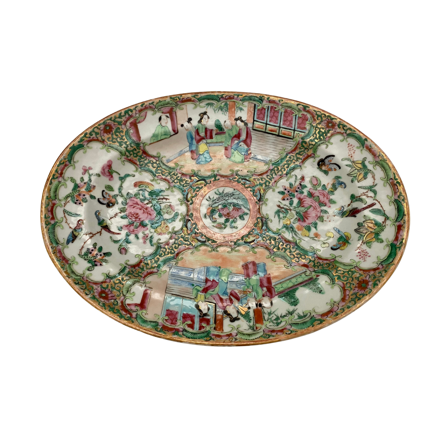 Antique Rose Medallion Platter 1860