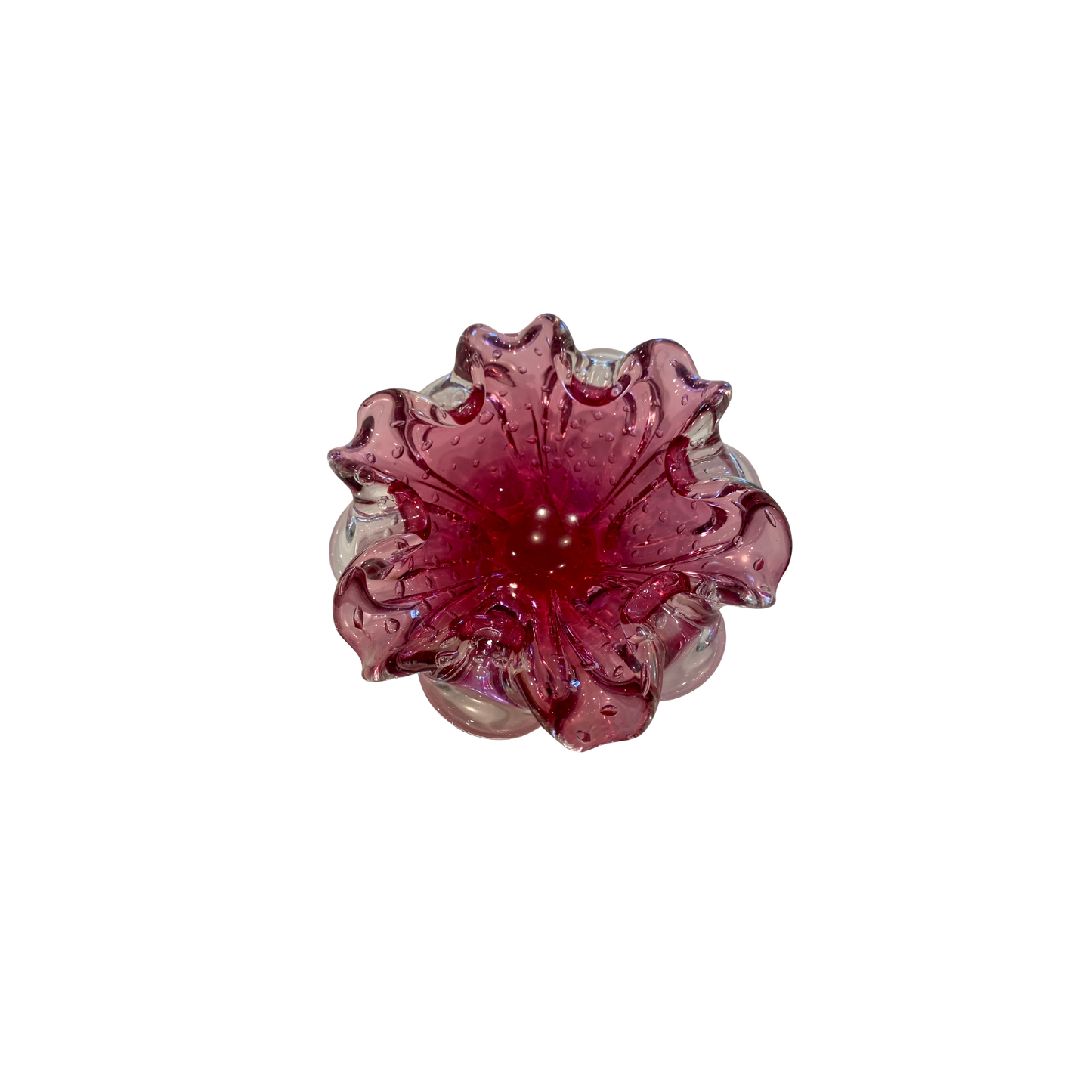 Pink Murano Ruffled Bowl - Small