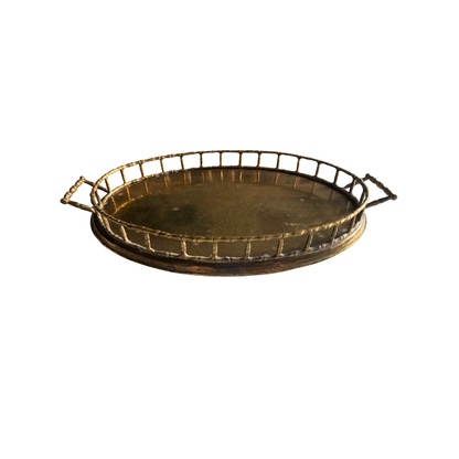 Large Brass Bamboo Oval Tray