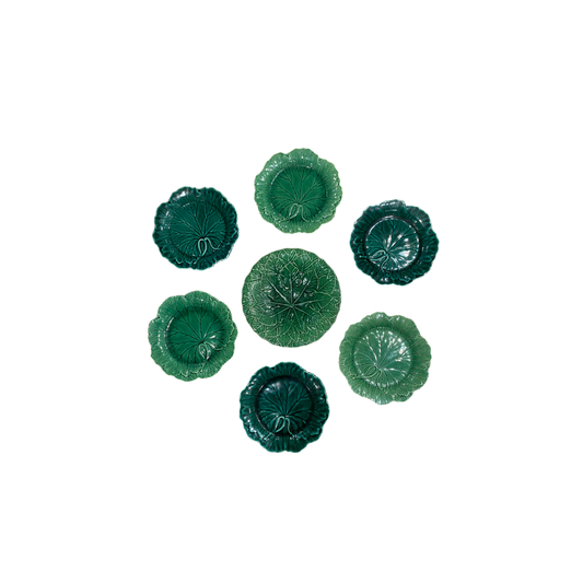 Majolica Cabbage Plate Wall - Set of Seven