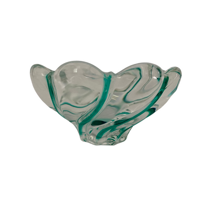 Green Stripe Vintage Glass Bowl