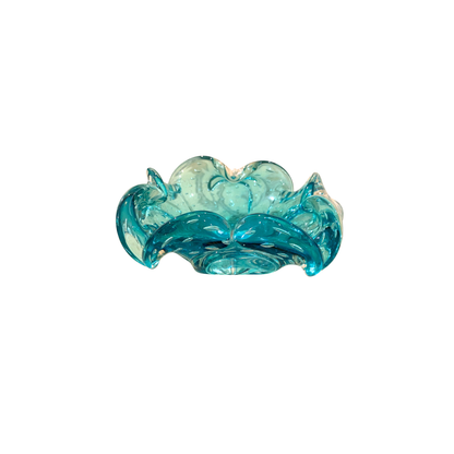 Murano Scalloped Blue Bowl - Medium