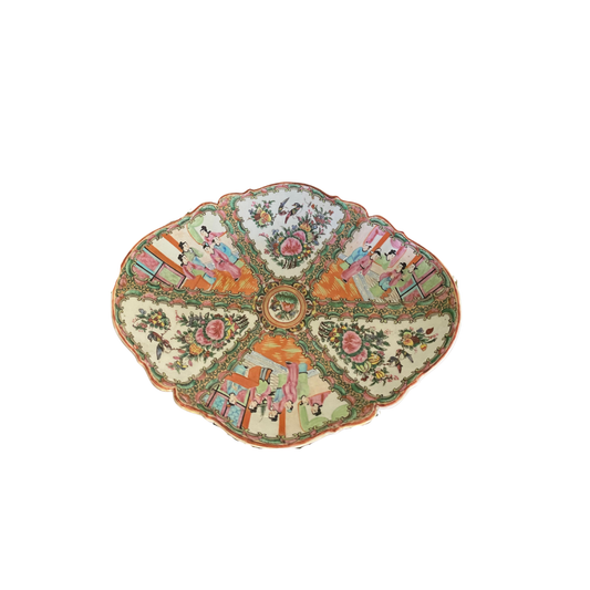 1890 Antique Rose Medallion Pedestal Shallow Bowl