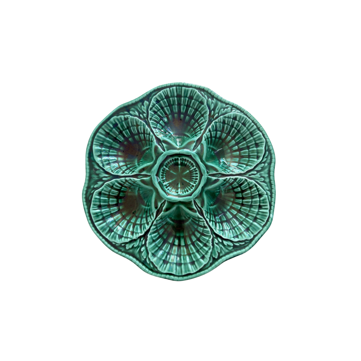 1930s Majolica Oyster Plate