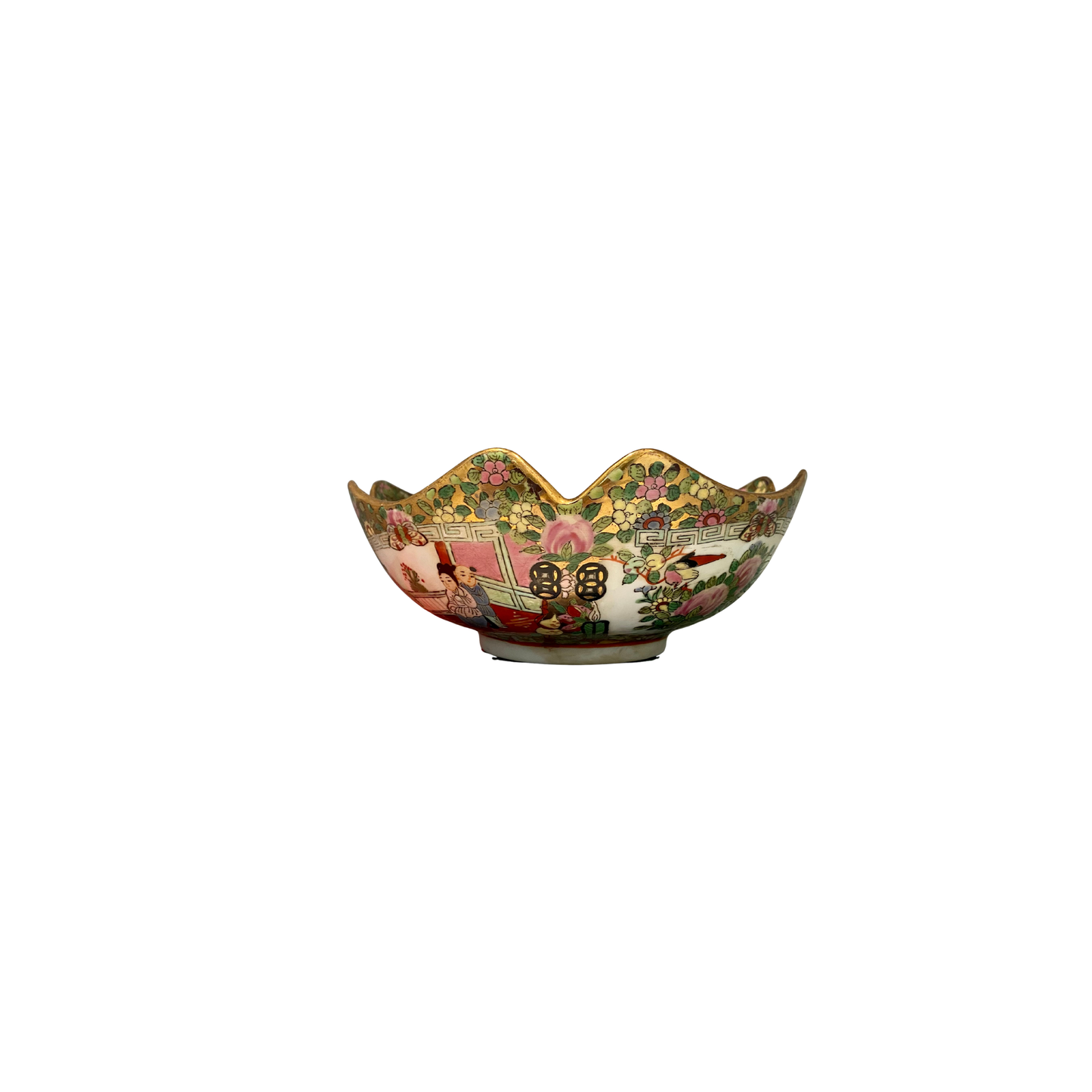 Vintage Scalloped Rose Medallion Bowl