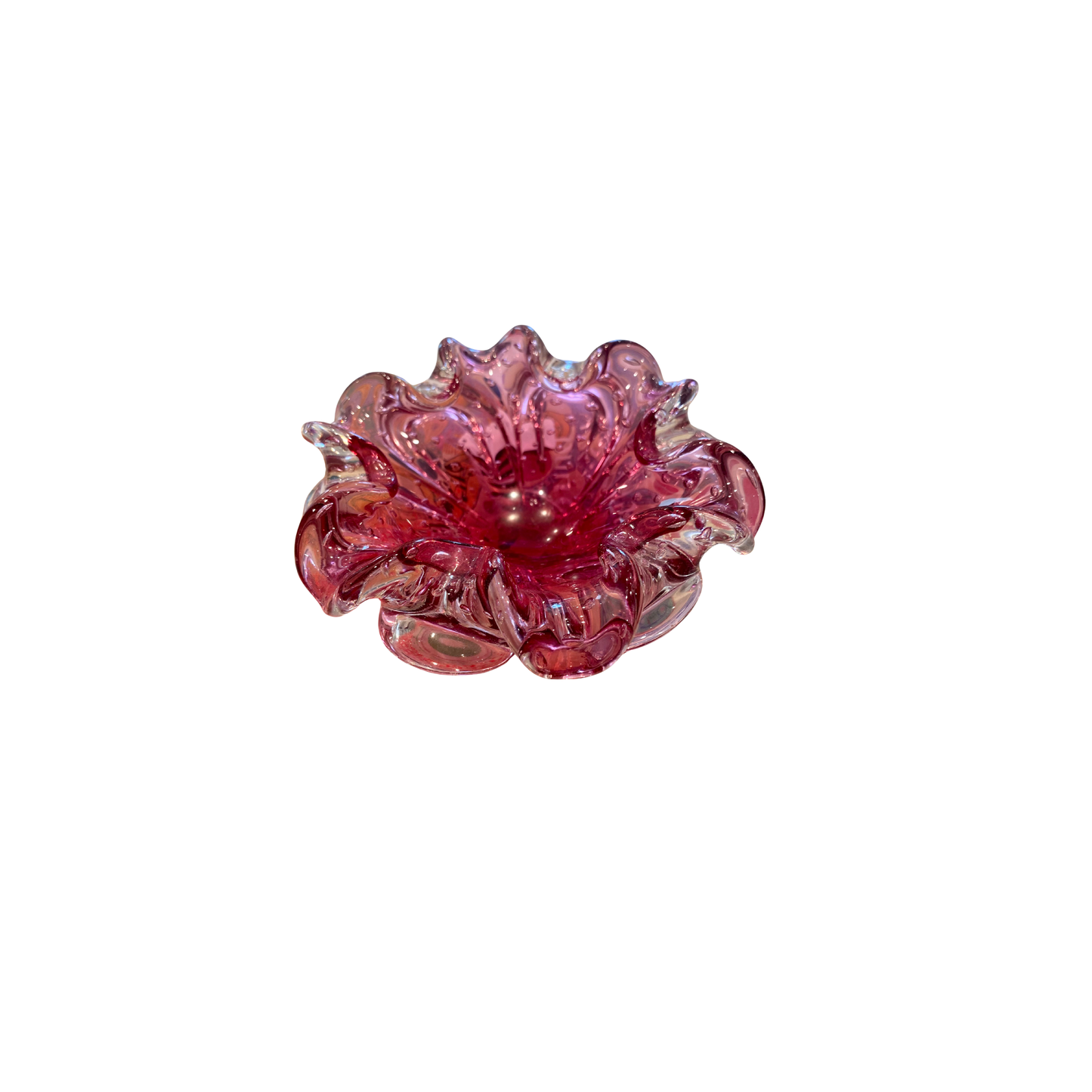 Pink Murano Ruffled Bowl - Small