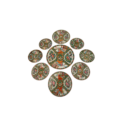 Rose Medallion Plate Wall - Set of Nine