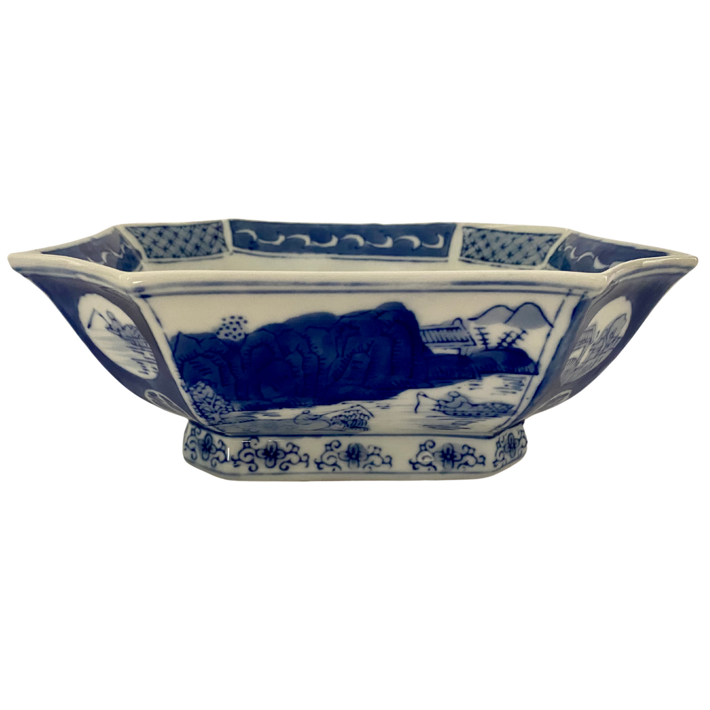Octagonal Blue and White Bowl