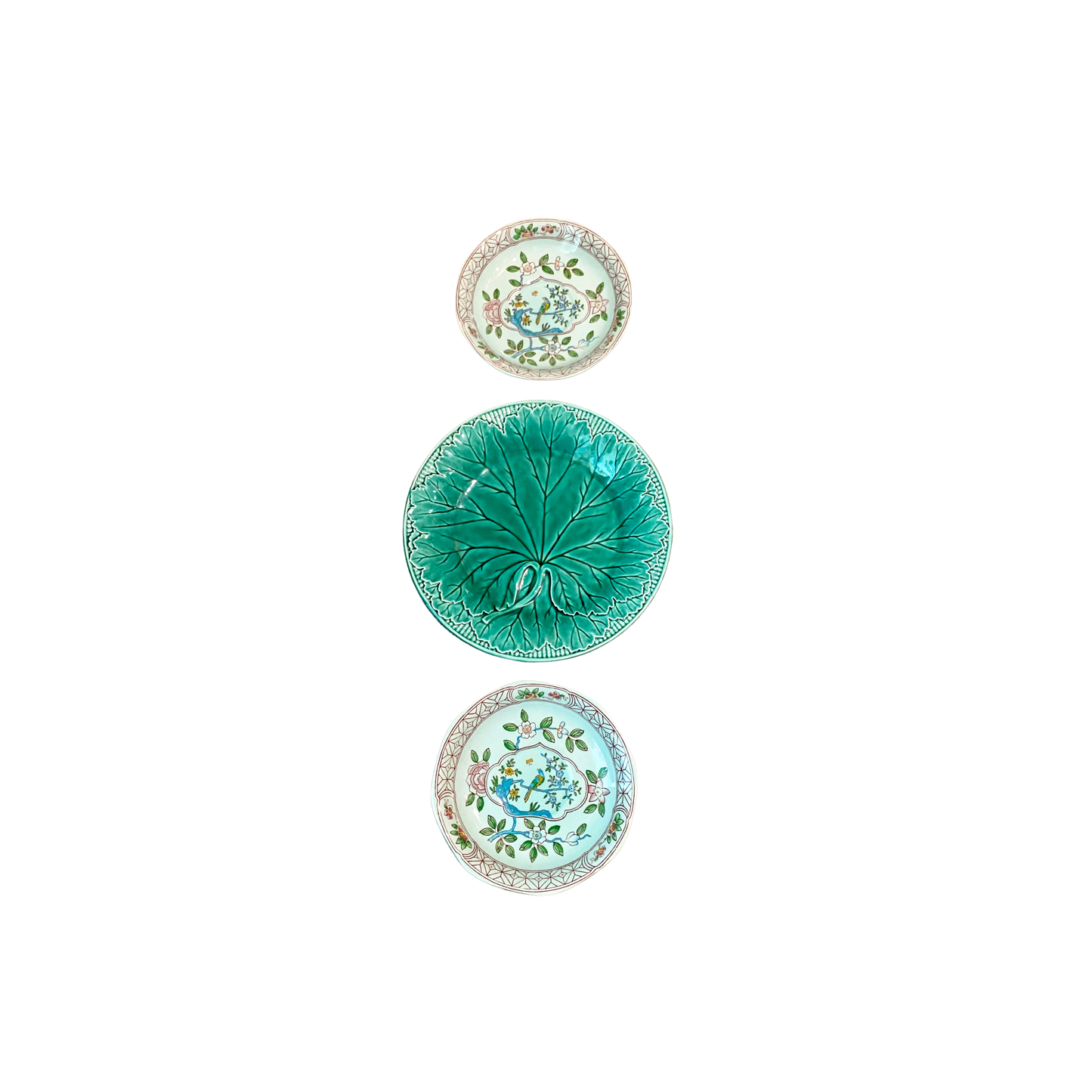 Majolica + Singapore Bird Plate Trio