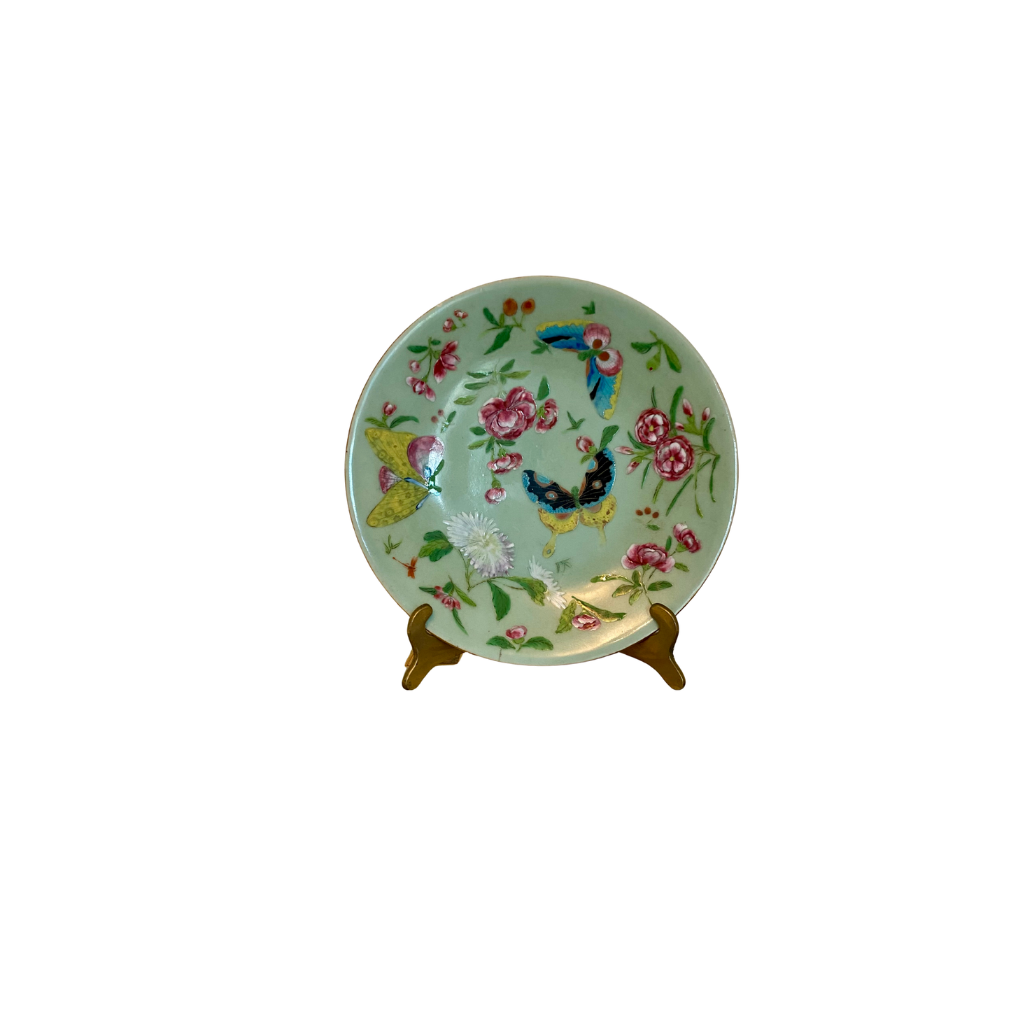 Antique Famille Rose on Celadon Plate