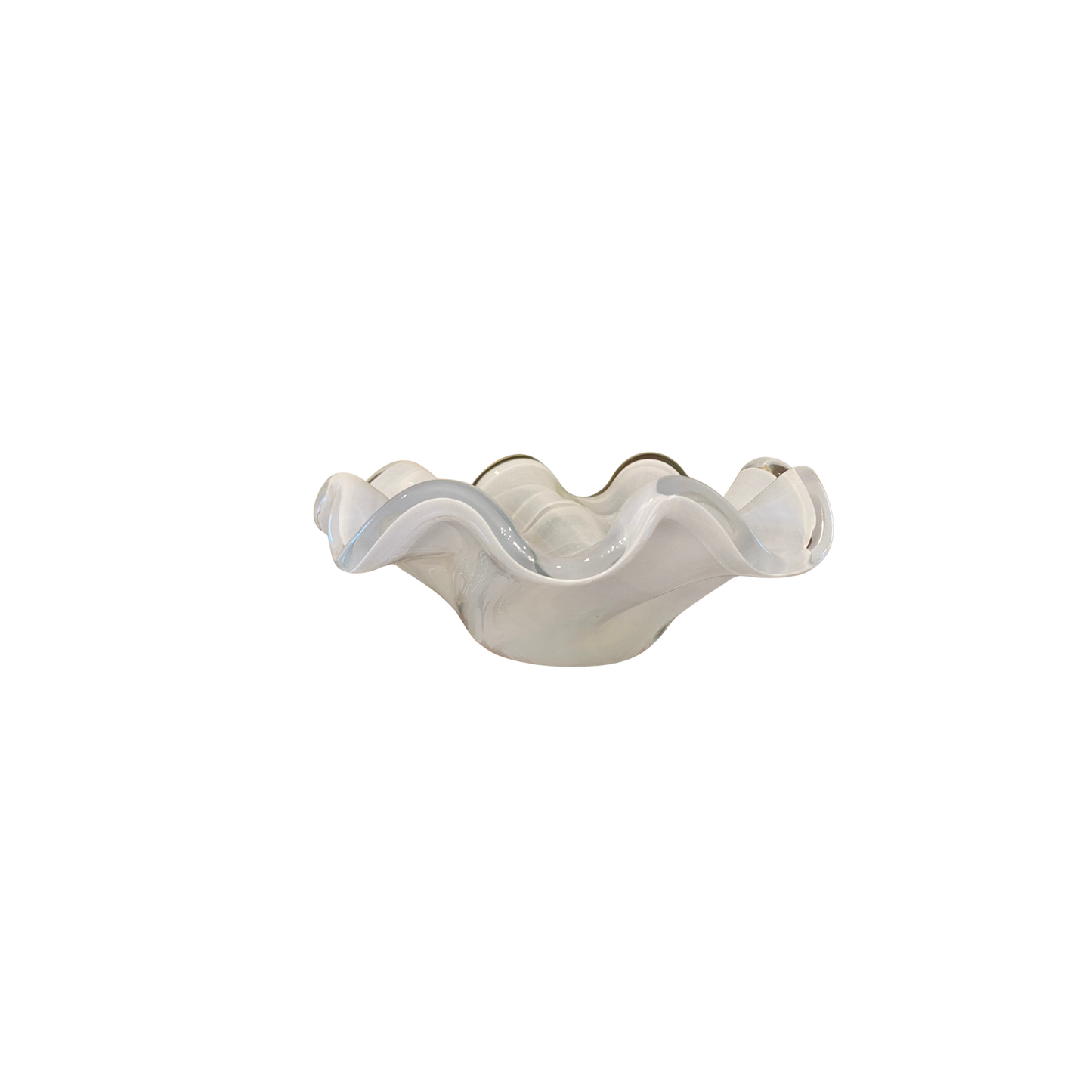 White Scalloped Murano Bowl