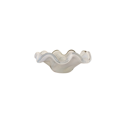 White Scalloped Murano Bowl