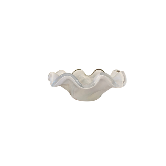 White Scalloped Murano Bowl