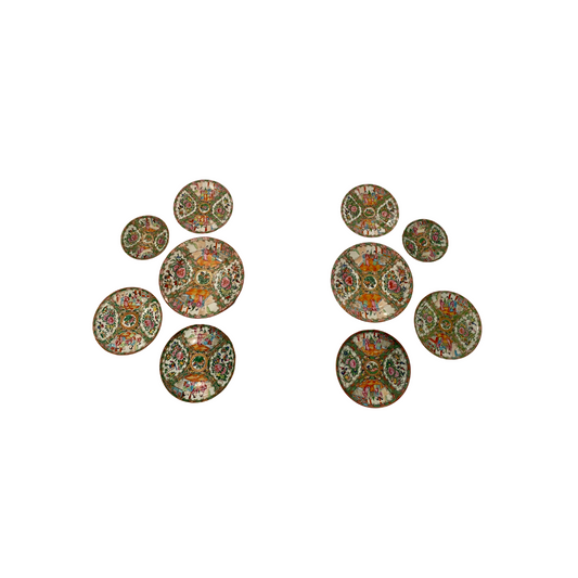 Rose Medallion Plate Wall - Set of Ten
