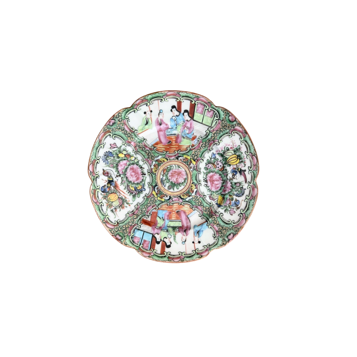 Antique 1800s Rose Medallion Clover Plate