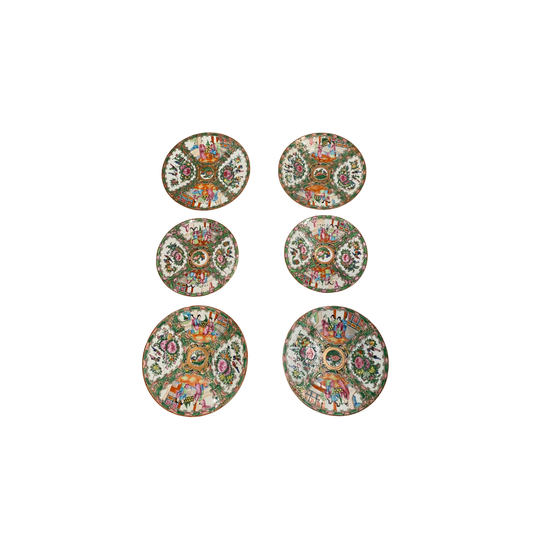 Antique Rose Medallion Plate Wall - Set of Six