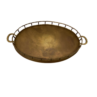 Large Brass Bamboo Oval Tray