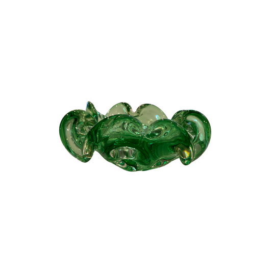 Green Scalloped Heavy Murano Bowl
