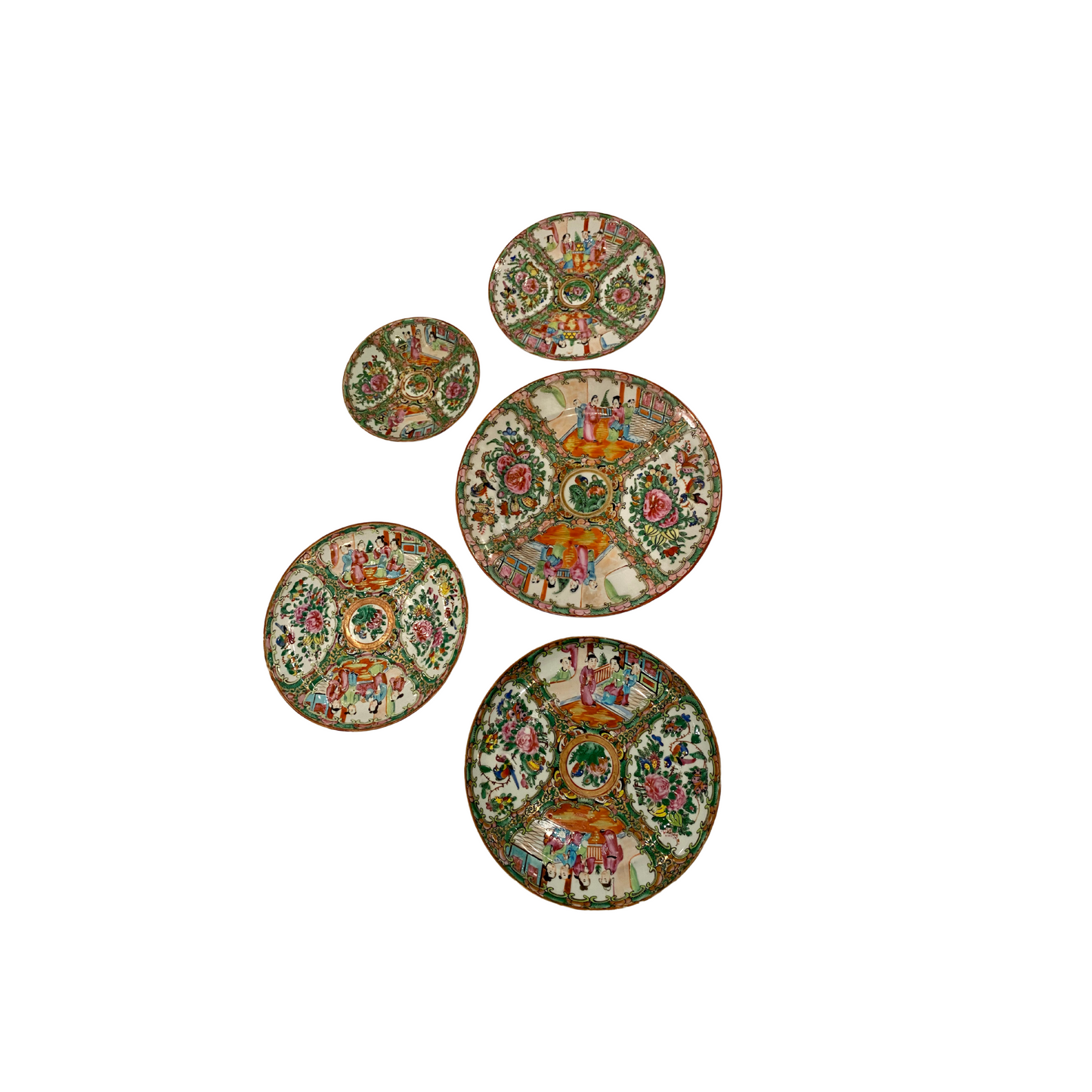 Rose Medallion Plate Wall - Set of Ten