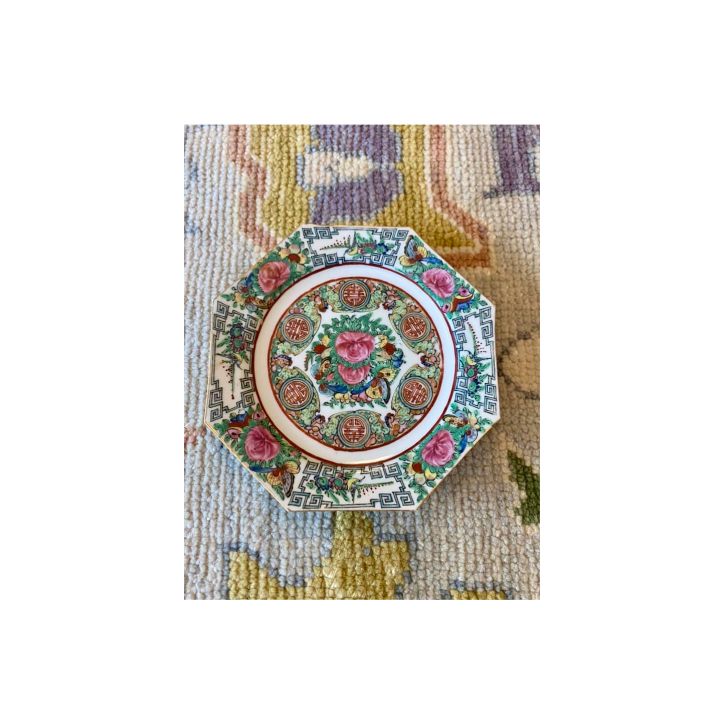 Antique Rose Medallion Octagonal Plate