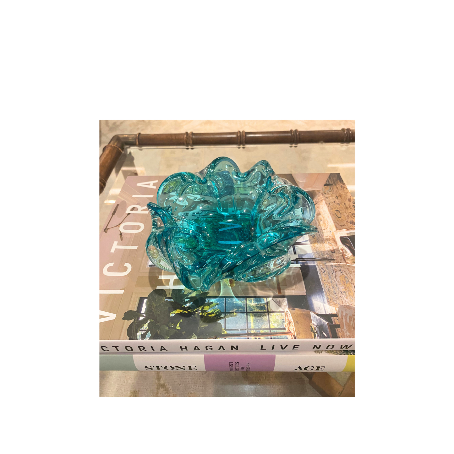 Murano Scalloped Blue Bowl - Medium