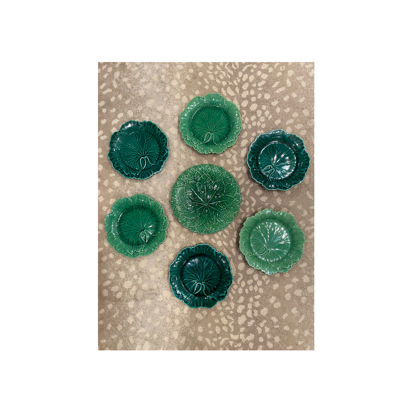 Majolica Cabbage Plate Wall - Set of Seven