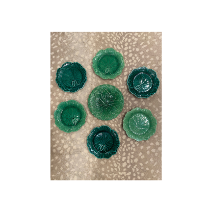 Majolica Cabbage Plate Wall - Set of Seven