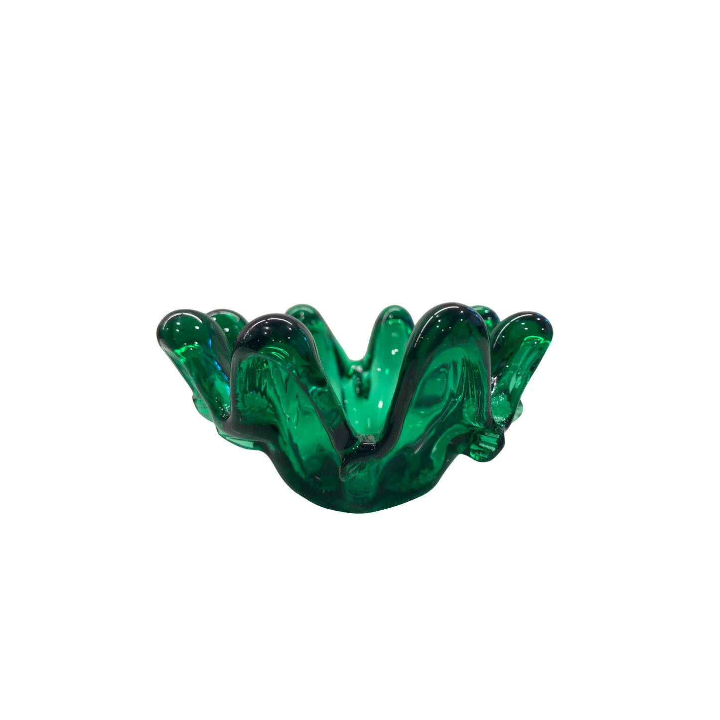 Mini Scalloped Murano Green Bowl