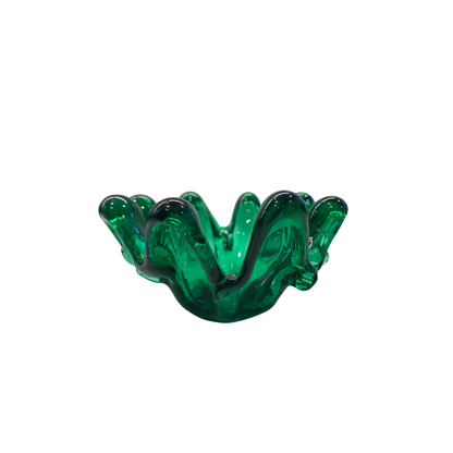 Mini Scalloped Murano Green Bowl