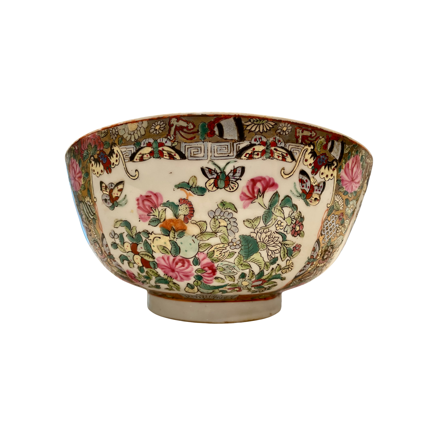 Large Vintage Rose Famille Bowl - 12"