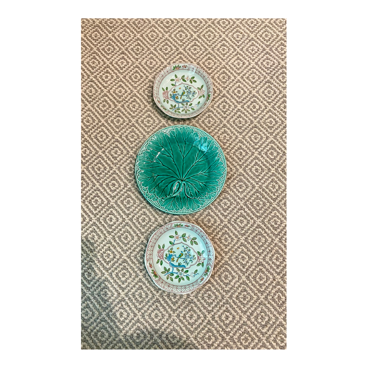 Majolica + Singapore Bird Plate Trio