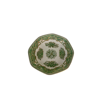 Green and Gold Pedestal Shallow Bowl