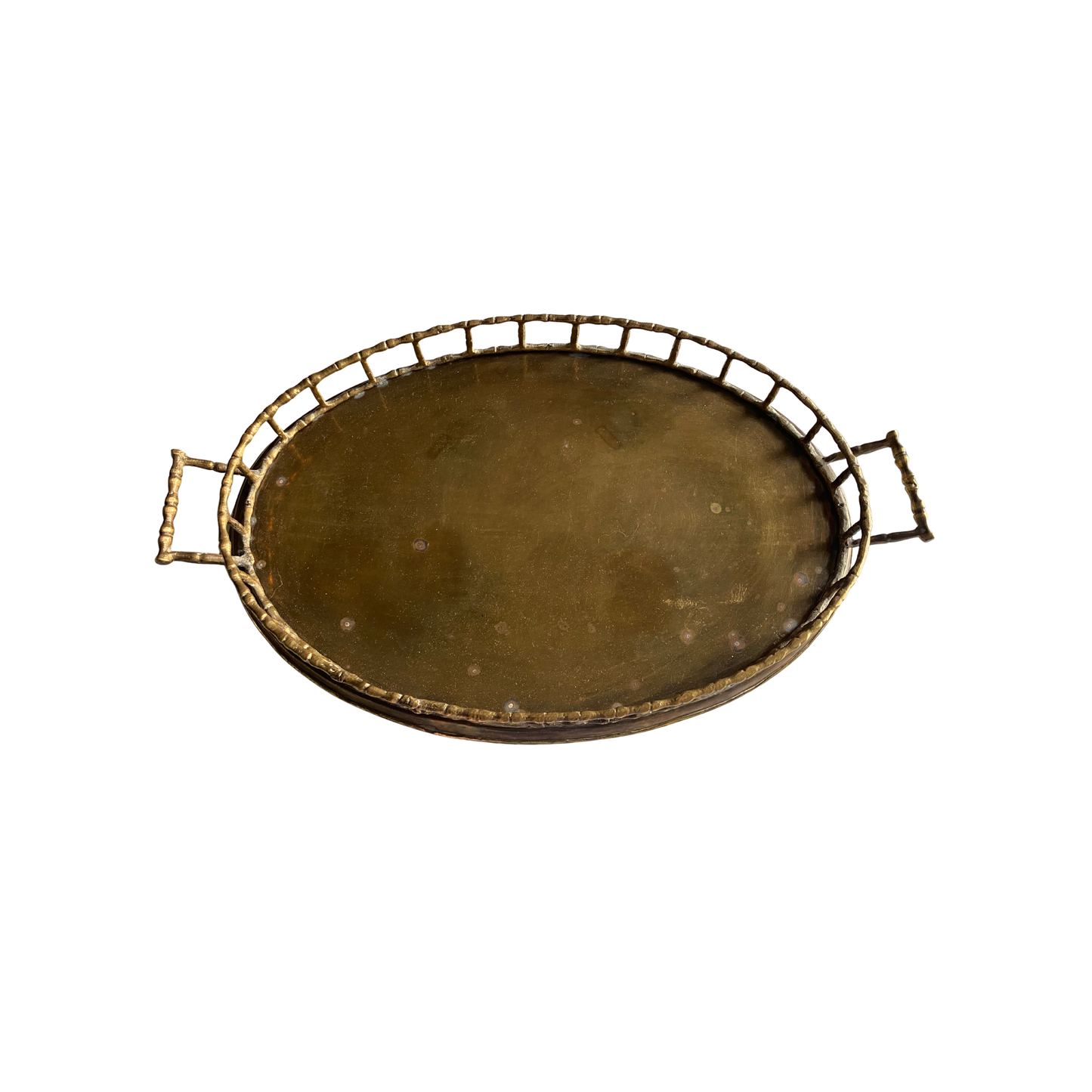 Large Brass Bamboo Oval Tray