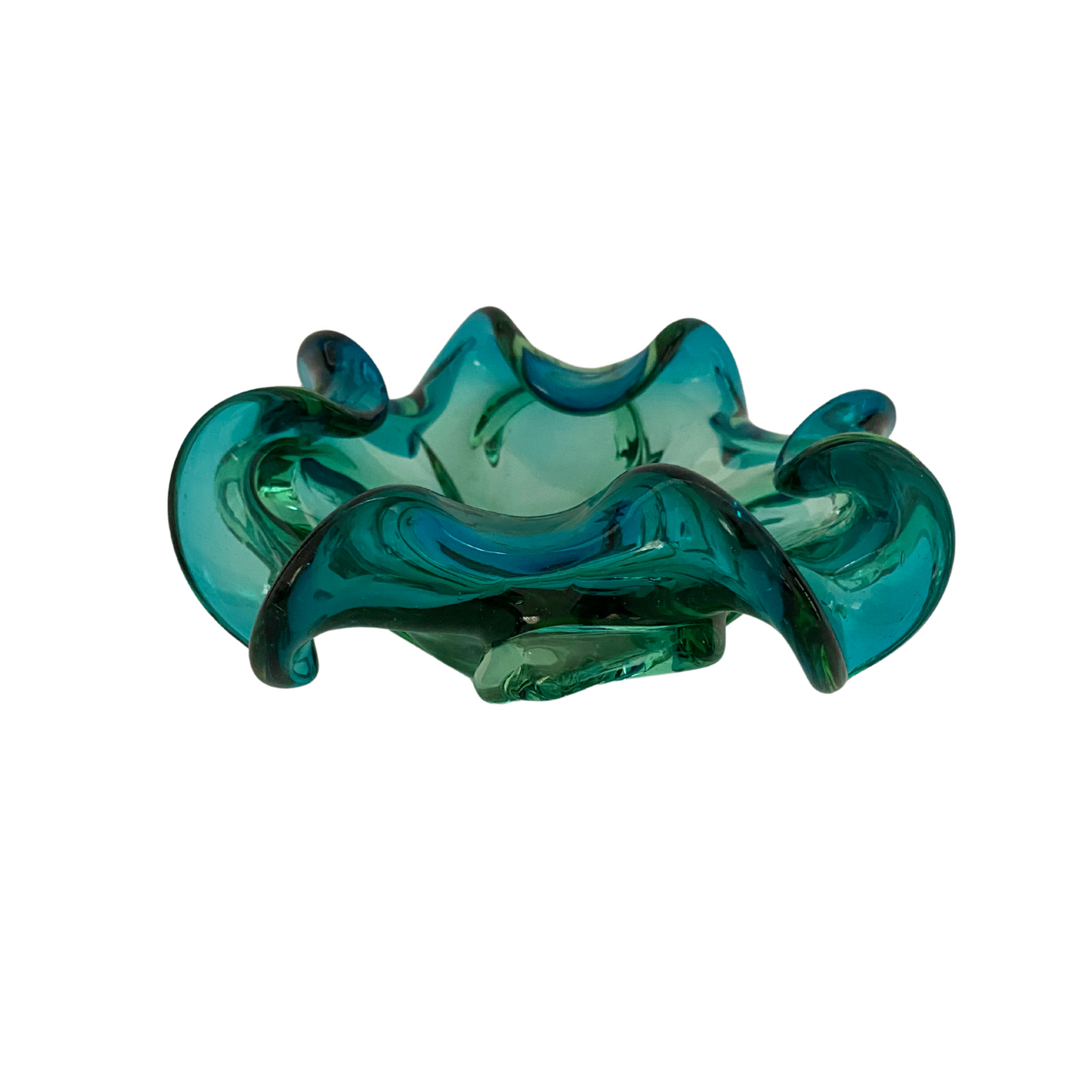 Blue and Green Murano Scalloped Bowl