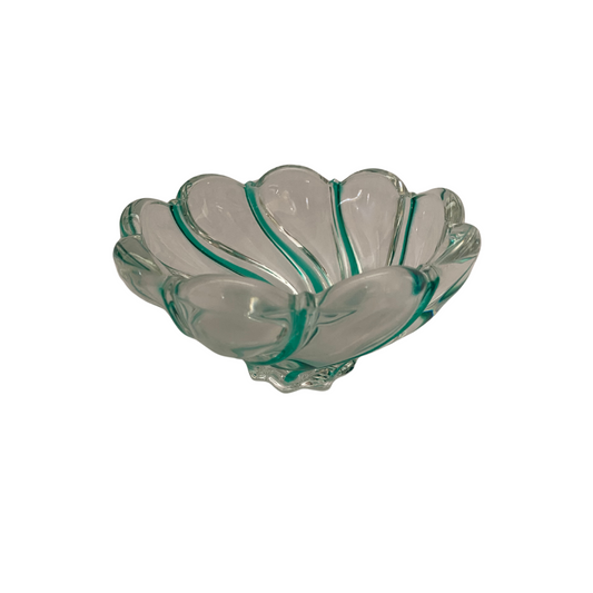 Green Stripe Vintage Glass Bowl