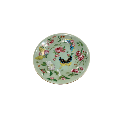 Antique Famille Rose on Celadon Plate