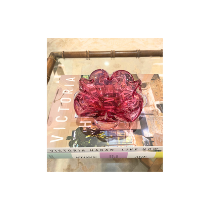 Murano Scalloped Pink Bowl - Medium