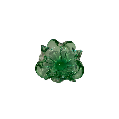Green Scalloped Heavy Murano Bowl