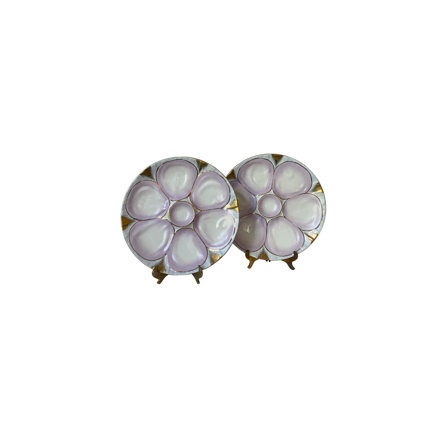 Pair of Lilac Antique Oyster Plates - Set Two