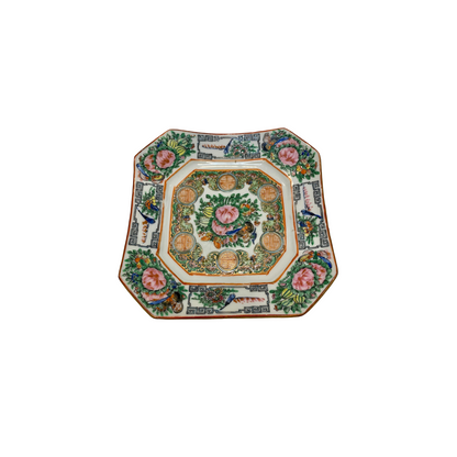 Octagonal Rose Famille Antique Plate