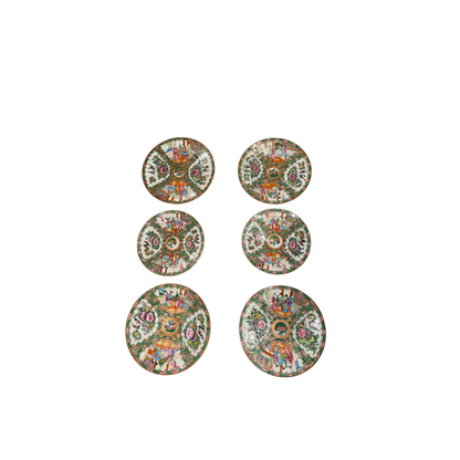 Antique Rose Medallion Plate Wall - Set of Six
